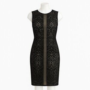 Adrianna Papell - AP1D101560 Sleeveless Velvet Lace Sheath Dress Size 4 NWT